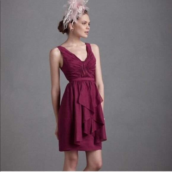 Anthropologie Quillaree Raspberry Silk  Vivacity Dress Women's Size 6 - Picture 2 of 9